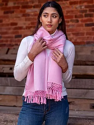 Pink-Frosting Pashmina Silk Reversible Plain Stole