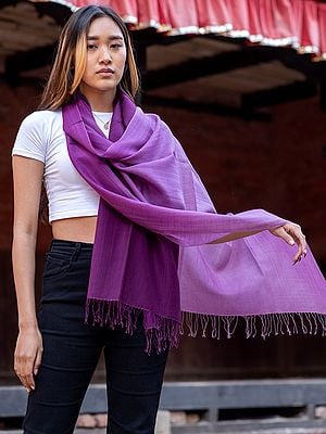 Striking-Purple Double Shaded Pashmina Silk Summer Color Stole from Nepal