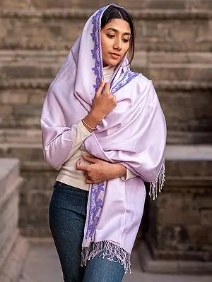 Lavender Embroidered Pashmina Stole