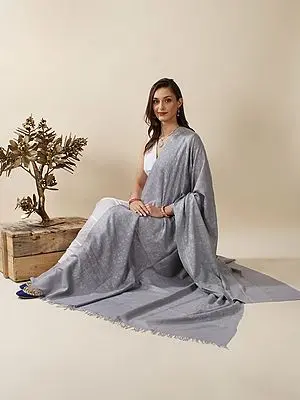 High-Rise Pure Pashmina Sozni Shawl With Jaaldaar Hand-Embroidered Phool Bail