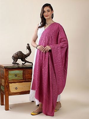 Pure Pashmina Sozni Thread Silk Hand-Embroidered Shawl with Jalidaar Phool-Mango Bail Pattern