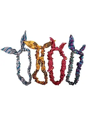 Lot of Four Multicolour Assorted Bow Headbands for Women Knotted Boho Bandeau Headbands Paisley Bandana Retro Head