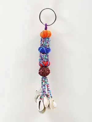 Multicolour Assorted Beads Multi Shell Coin Tassel Keychain