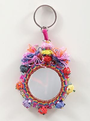 Multicolour Assorted Thread with Big real Mirror Keychain