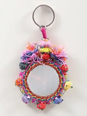 Multicolour Assorted Thread with Big real Mirror Keychain