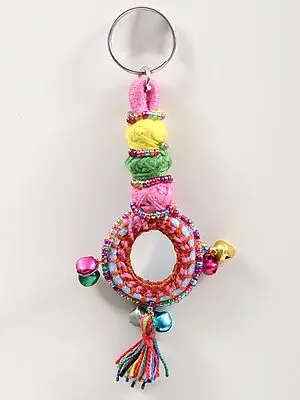 Multicolour Assorted Rajasthani Handmade Keyring with Beads Multi Shell Coin Tassel