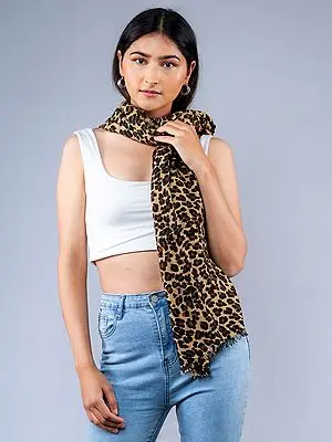 Pure Pashmina Leopard Pattern Printed Stole from Nepal