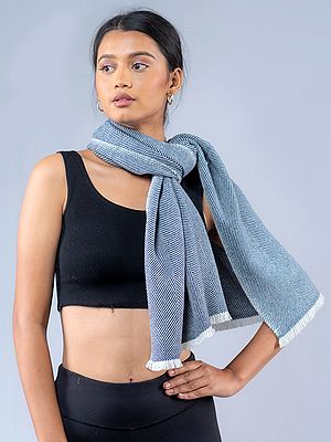 Pure Pashmina Two Ply Herringbone Weave Scarf from Nepal