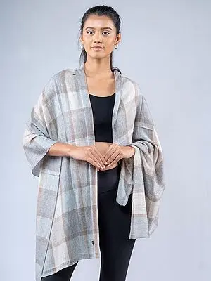 Checkered Pattern Pashmina Stole from Nepal
