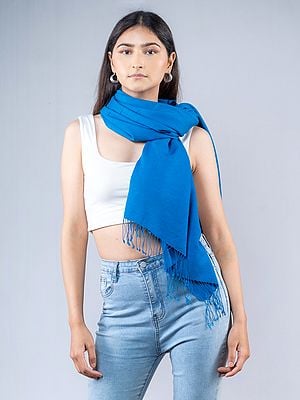 Plain Pashmina Silk Shawl with Fringe from Nepal