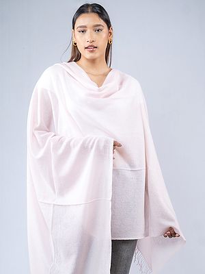 Heavenly-Pink Pure Pashmina Shawl from Nepal with Tassels
