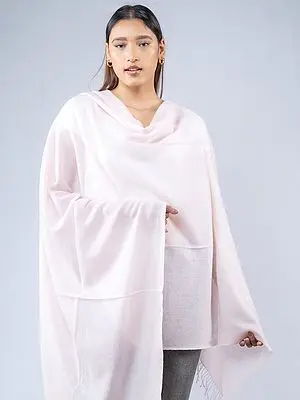 Heavenly-Pink Pure Pashmina Shawl from Nepal with Tassels
