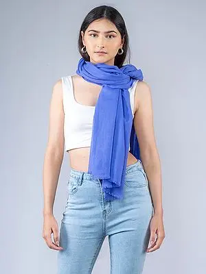 Ultramarine Plain Weave Pure Pashmina Stole from Nepal