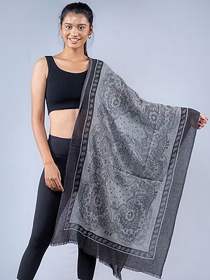 Paisley Printed Pure Pashmina Stole from Nepal