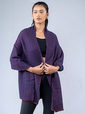 Purple Waffle Weave Pashmina Silk Stole from Nepal
