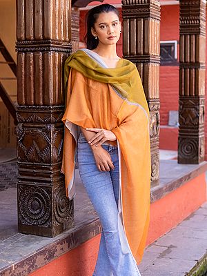 Four Color Layer Pattern Pure Pashmina Cashmere Stole From Nepal