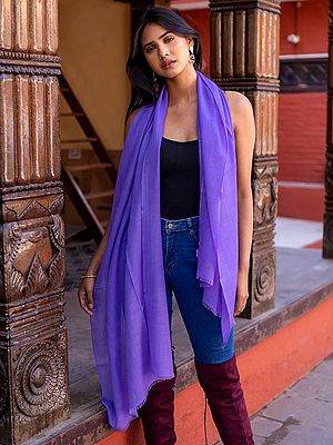 Purple Plain Pure Pashmina Cashmere Stole From Nepal