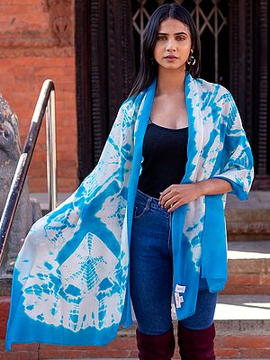 Tie & Dye Print Pattern Pure Pashmina Cashmere Stole from Nepal