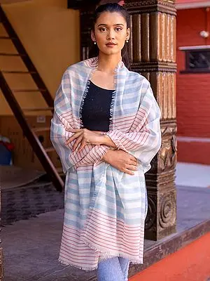 Multicolor Vertical Stripes Pure Pashmina Cashmere Stole from Nepal