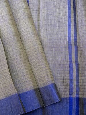 Banarasi Tussar Silk Multi Thread Saree With Plain Border