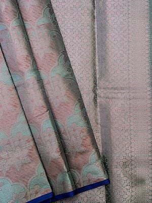 Banarasi 3D Cotton Saree With Lily Floral Butta And Brocaded Border