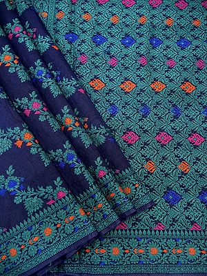 Banarasi Georgette Silk Meena Motif Saree With Phool Bail Resham Work