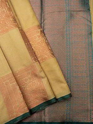 Banarasi Silk Saree with Check Pattern & Diaper Pattern Pallu