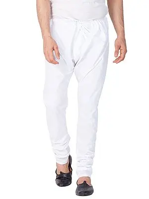 Bright-White Pure Cotton Churidar Style Plain Pajama