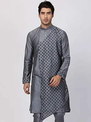 Weathervane Cotton Blend Asymmetric Designer Kurta With Floral Printed