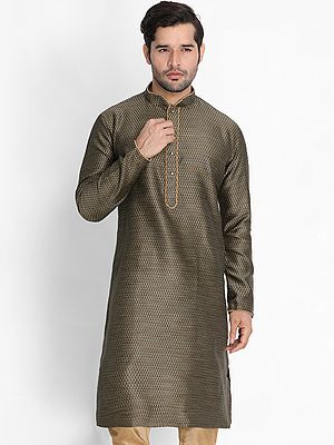 Silk Blend All-Over Buti Woven Men's Kurta