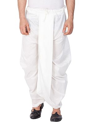 White Silk Blend Men's Traditional Dhoti