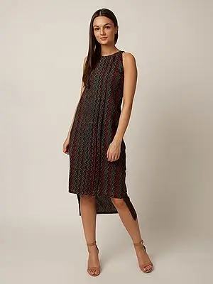 Multicolor Hi-Low Cotton Kurta with Zig-Zag Pattern Print