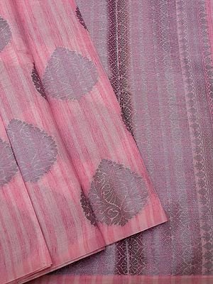 Cotton Banarasi Grey Mughal Zari Butta Saree With Vine Pattern Pallu