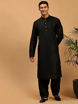 Black Viscose Patiala Style Kurta Pajama