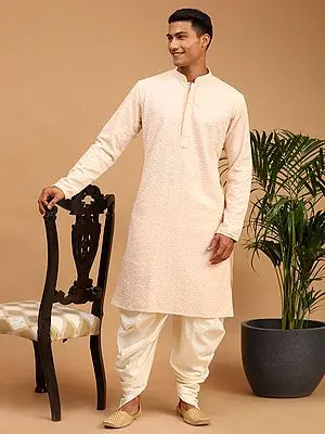 Georgette Floral Vine Motif Thread Work Kurta With Cowl Style Patiala Dhoti