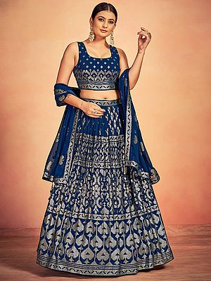 Georgette Sequins Embroidered A-Line Lehenga Choli with Tassel Dupatta