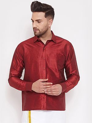 Silk Blend Full Sleeves Ethnic Men's Shirt