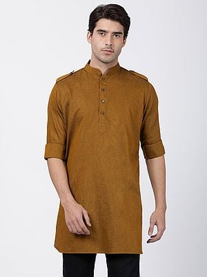 Cotton Blend Pathani Style Short Kurta