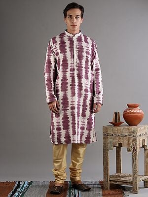 Cotton Silk Kurta-Pajama Set with Shibori Tie-Dye Print and Sequin Work
