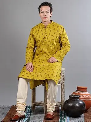 Abstract Print Polycotton Kurta with White Pajama