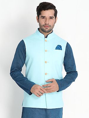 Cotton Linen Blend Men's Modi Jacket With Wood Buttons