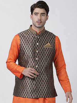 Silk Blend Banarasi Brocade Jamawar Rich Motif Modi Jacket