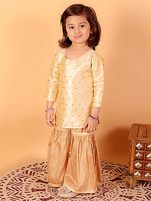 Silk Blend Zari Butta Self Design Sharara Suit Set