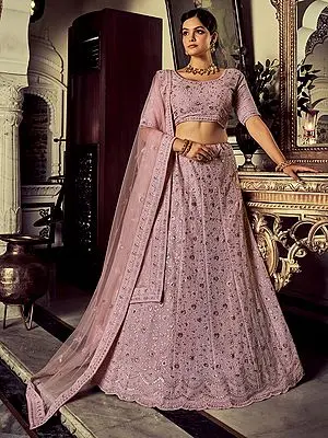Mauve Georgette Phool Jaal Motif Lehenga Choli with and Soft Net Dupatta
