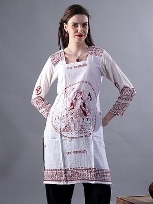 Jai Mahakaali Printed Long Kurti With Full Sleeves