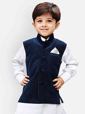 Velvet Dotted Swiss Pattern Digital Print Modi Jacket