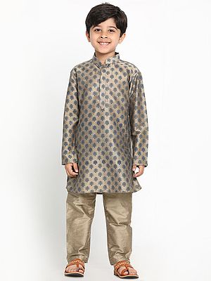 Cotton Blend Tree Butti Pattern Printed Kurta Pajama