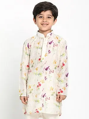Cream Cotton Blend Digitally Printed Kurta