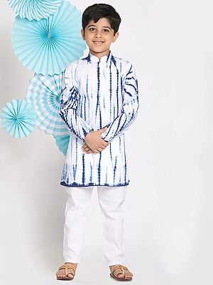 Pure Cotton Tie-Dye Pattern Kurta With Cotton White Pajama