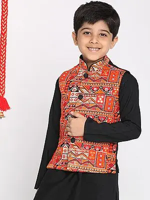 Multicolored Georgette Kutch Embroidered Kediyu Jacket